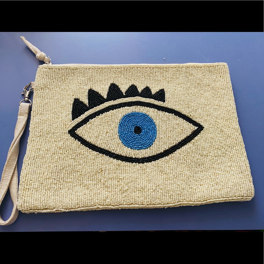 Evil Eye Creme Clutch Bag